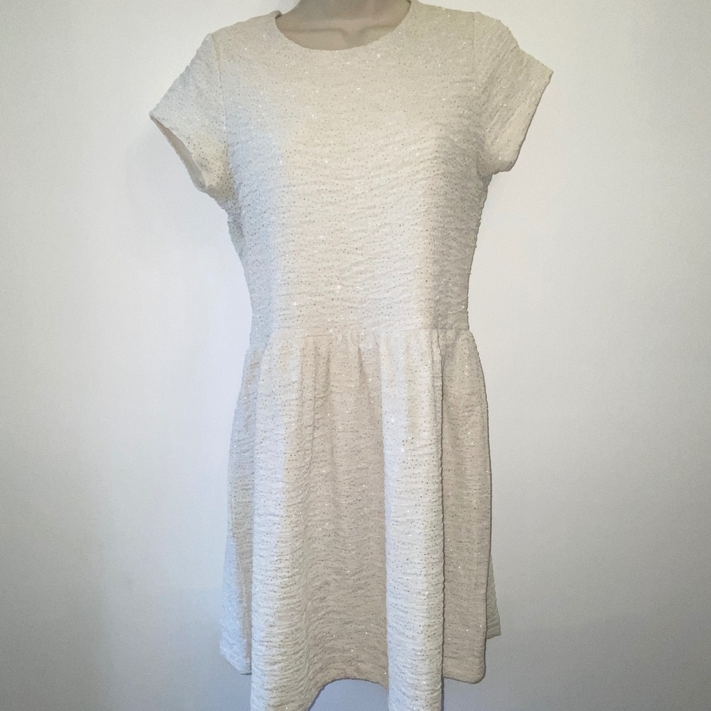 Kimchi Blue Mini Dress Cream with gold sparkling
